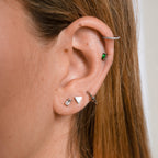 Rectangle CZ Threadless Labret Titanium Flat Back Earring
