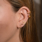 Triple Circle Geometric Clicker Titanium PVD Gold Hinged Hoop Earring