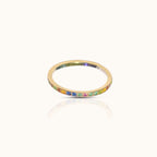 Rainbow CZ Pave Eternity Band Titanium PVD Gold Ring