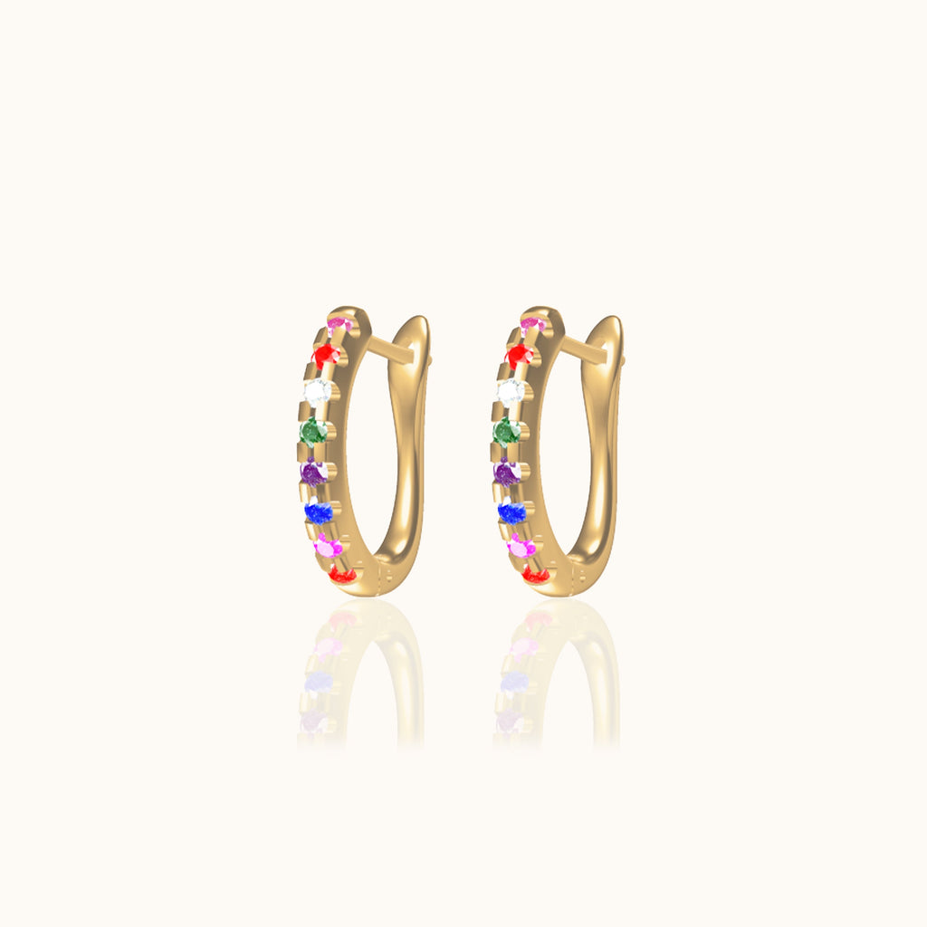 Rainbow Latch Back Hoop Earrings