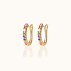 Rainbow Latch Back Hoop Earrings