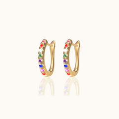 Rainbow Latch Back Hoop Earrings