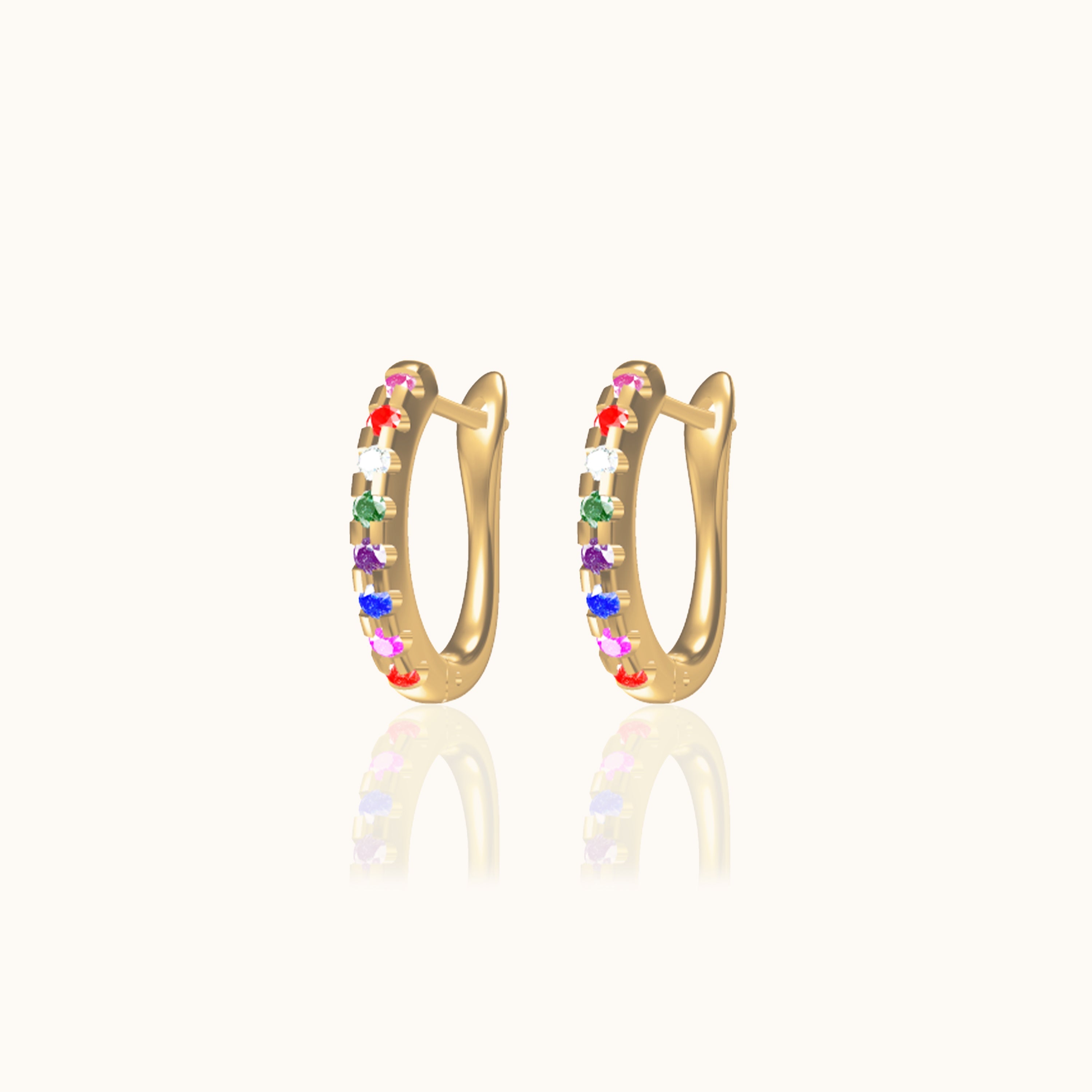 Rainbow Latch Back Hoop Earrings