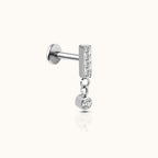 Rectangle Bar Dangle CZ Threadless Labret Titanium Flat Back Earring