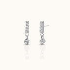 Rectangle Bar Dangle CZ Threadless Labret Titanium Flat Back Earring