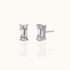 Rectangle CZ Threadless Labret Titanium Flat Back Earring