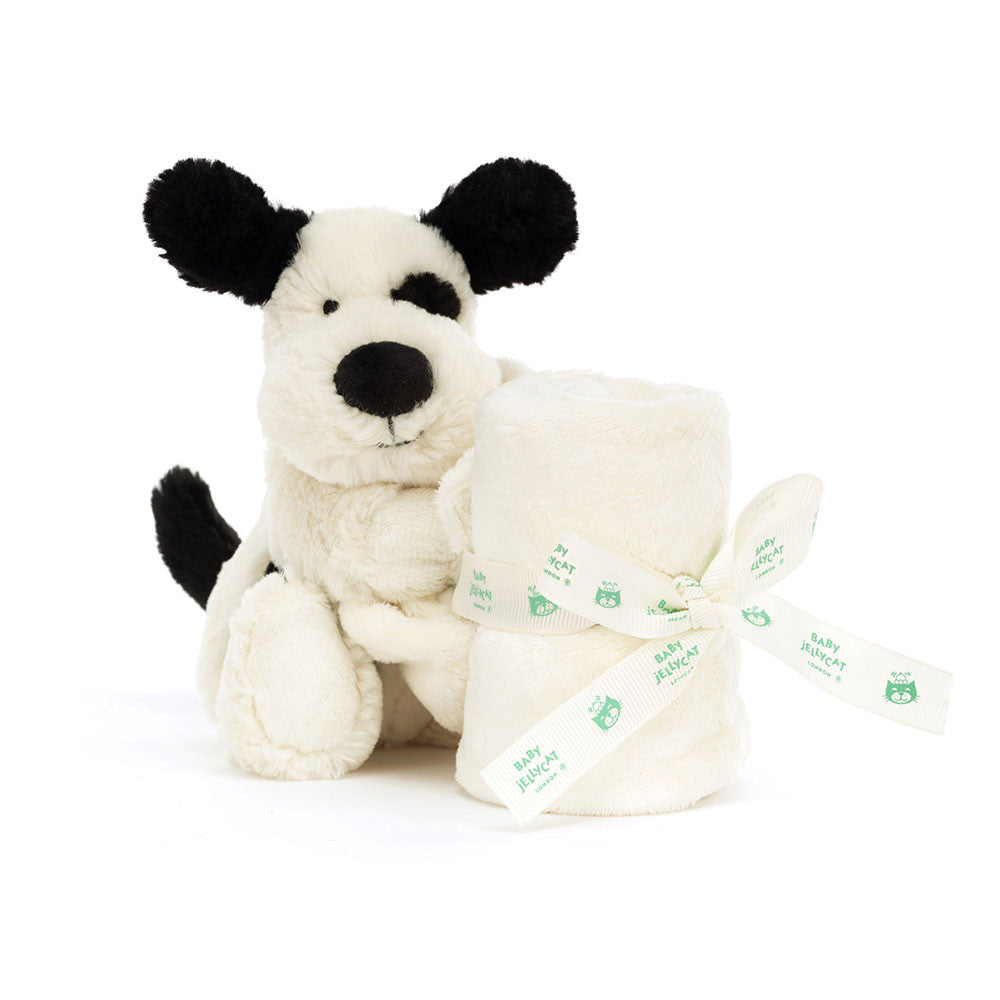 Bashful Black & Cream Puppy Soother - Soft Baby Comforter | Wobblepaws