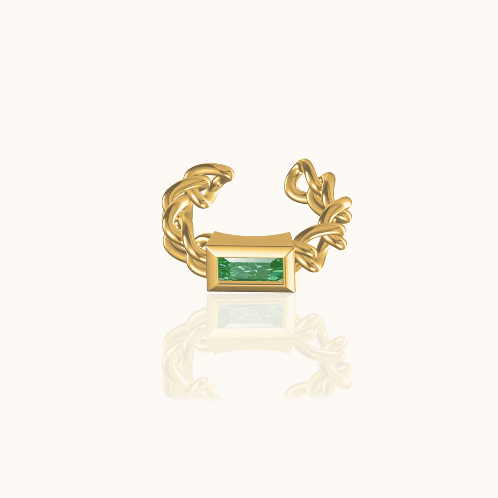 Single Green CZ Ear Cuff