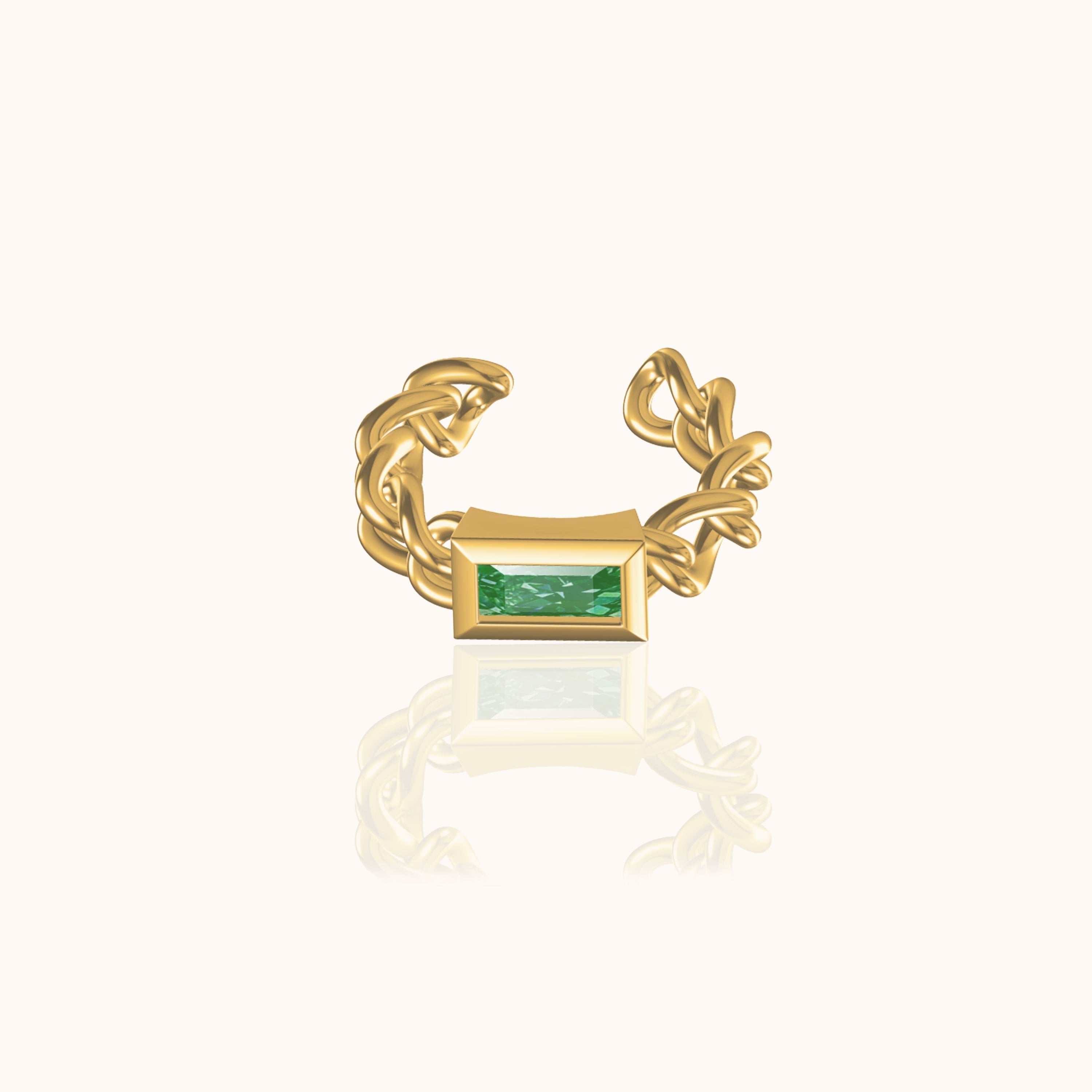 Single Green CZ Ear Cuff