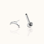 Sleek Crescent Moon Threadless Labret Titanium Flat Back Earring