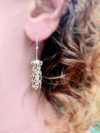 Mini Jellyfish Earrings in Sterling Silver with White Pearls and Hypoallergenic Niobium Earwires