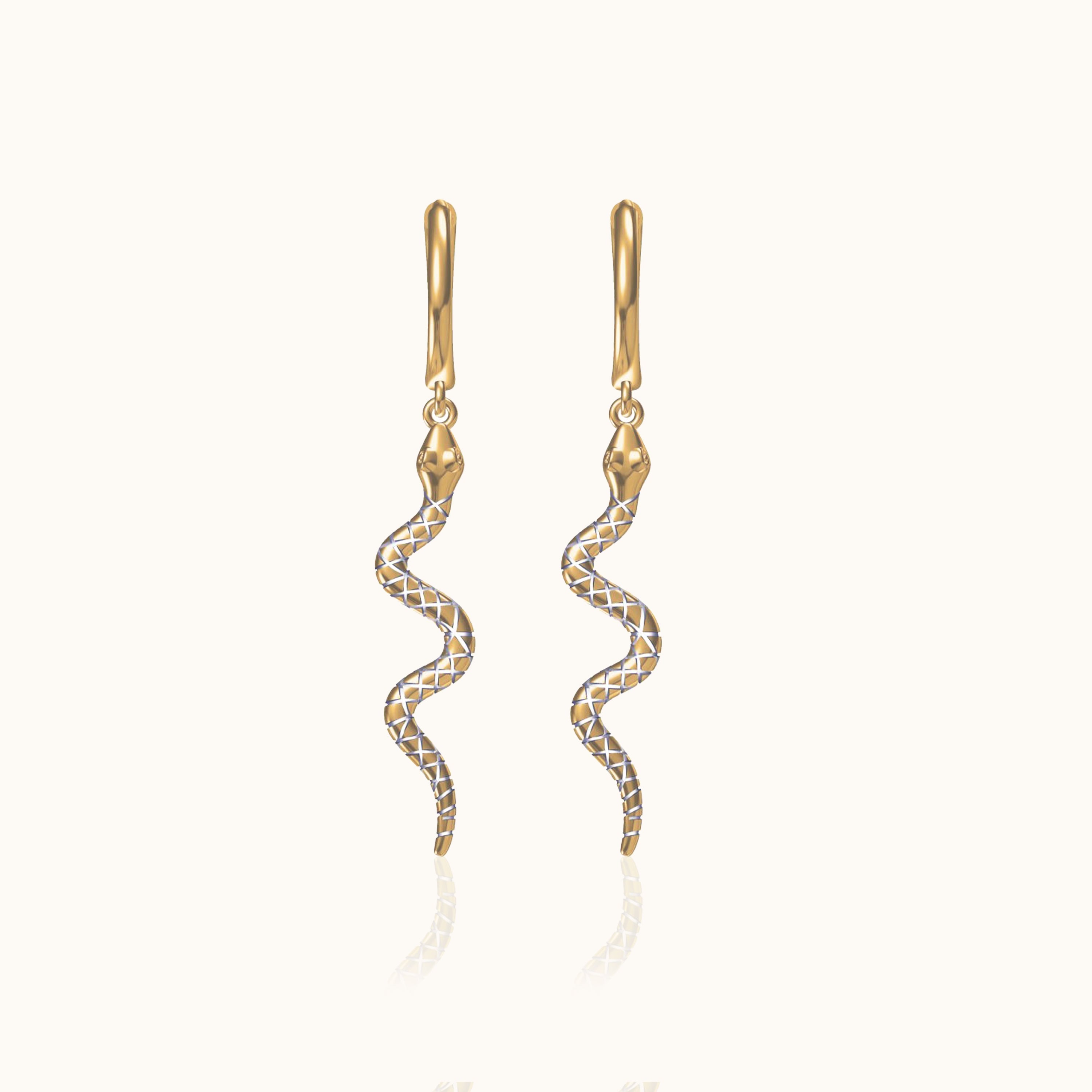 Snake Dangle Huggie Hoop Earrings