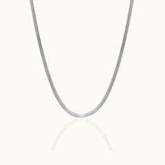 Silver Flat Herringbone Snake Chain Necklace