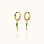 Spike Green CZ Dangle Earrings