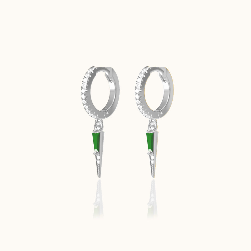 Spike Green CZ Dangle Earrings