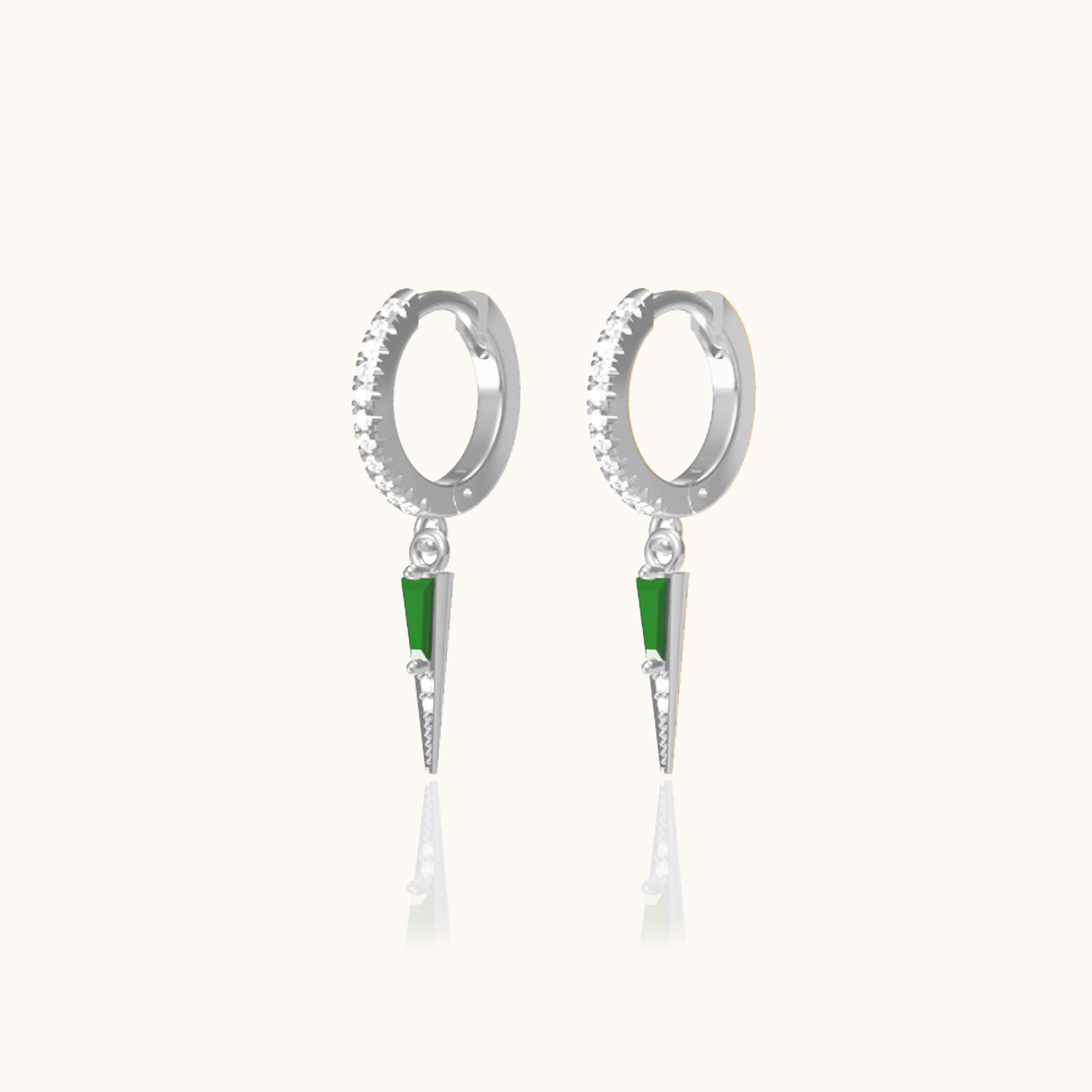 Spike Green CZ Dangle Earrings