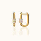 Square CZ U Shape Hoop Earrings