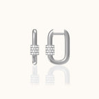 Square CZ U Shape Hoop Earrings