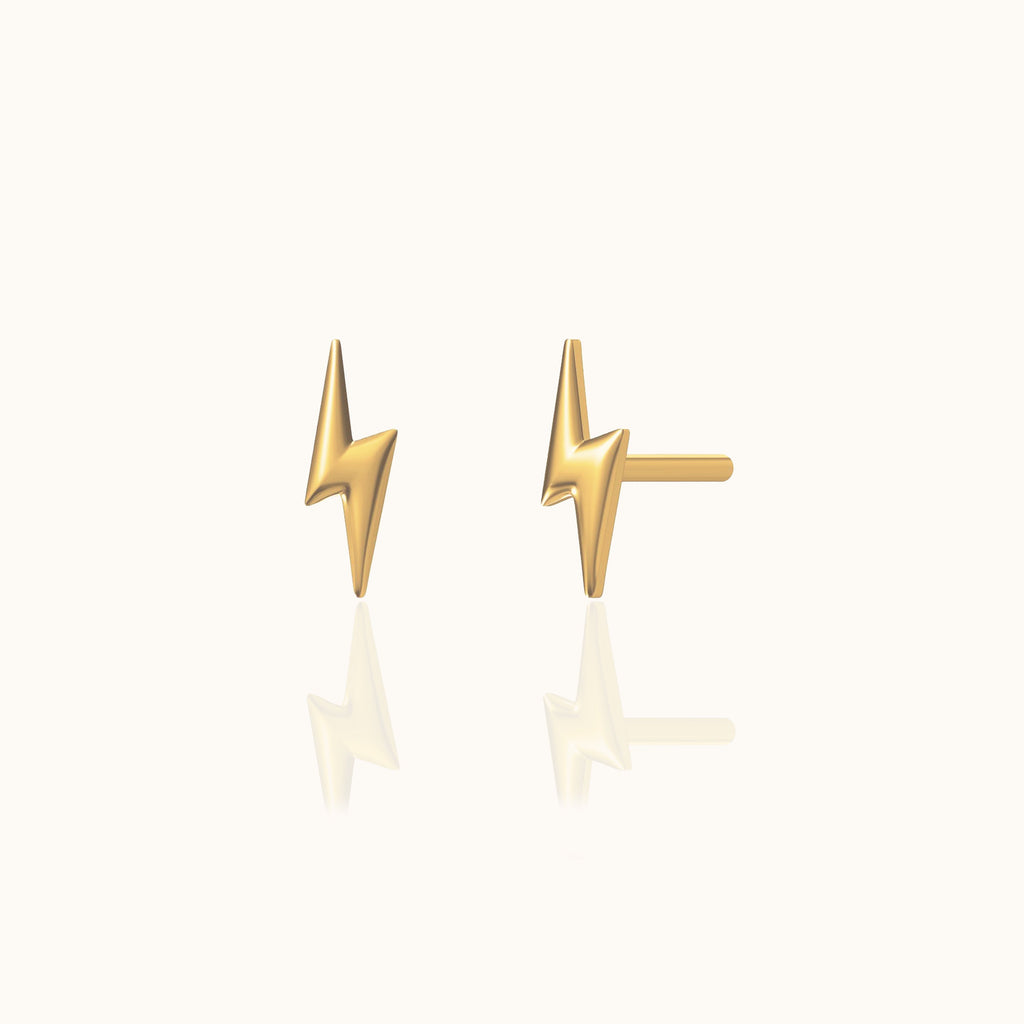 Tiny Lightning Bolt Stud Earrings
