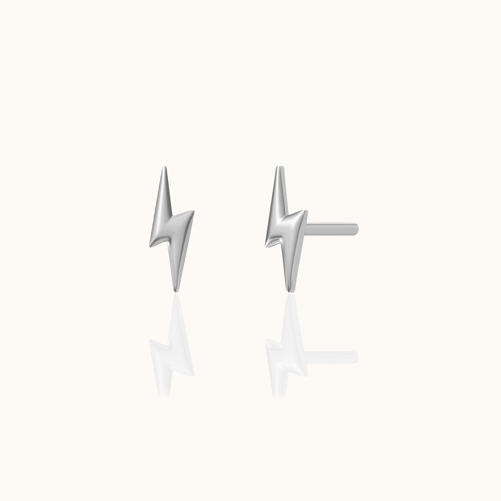 Tiny Lightning Bolt Stud Earrings