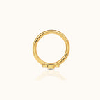 Tri Square CZ Clicker Titanium PVD Gold Hinged Hoop Earring