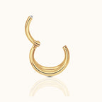 Triple Circle Geometric Clicker Titanium PVD Gold Hinged Hoop Earring