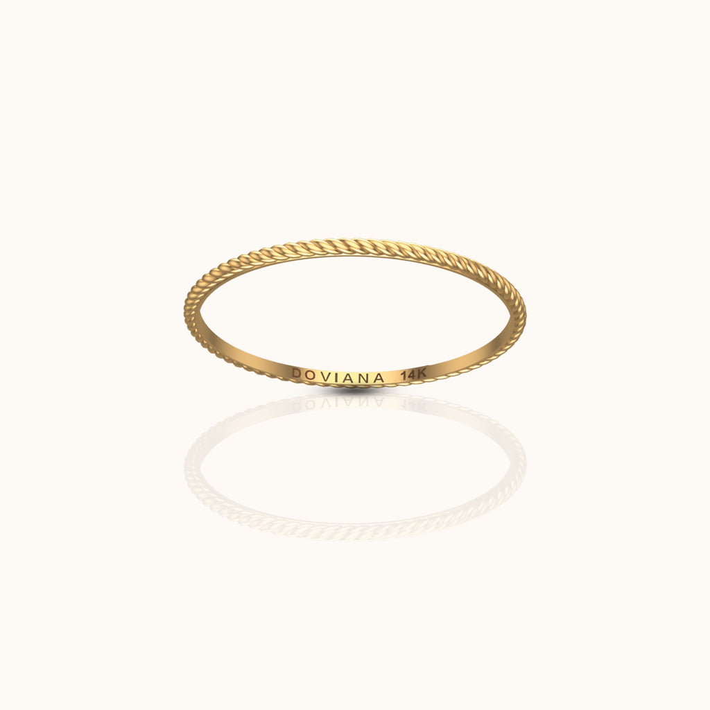 14K Solid Gold Twisted Rope Ring