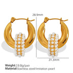 JEWELRY Exaggerated Geometric Circle Jewelry with Diamonds Circle Dangles Stainless Steel Gold Plated Earrings