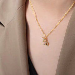 Minimalist Twelve Constellations18K Gold Plated Chain Crystal Charm Zodiac Necklace