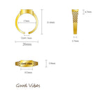 Doviana Signature Good Vibes Gold Cubic Engraved Ring