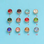 Waterproof 18K PVD Gold Plated 12 Month Birthstone Necklace Stainless Steel Colorful Crystal Pendant Necklace for Women