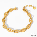Ins Fashion Gold Plated Stainless Steel Pig Nose Designer Necklace Bracelet Jewelry Set for Women