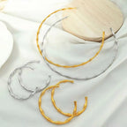 JEWELRY XL72-SZ58 Wholesale Thin Bamboo Open Collar Bangles Fashion Necklace Stainless Steel Plated 18K Gold