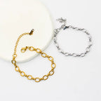 Waterproof Adjustable O-Link Chain Bangles 18K Gold Plated Stainless Steel Lobster Clasp Bracelet