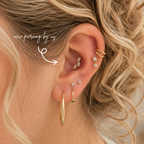 Oval CZ Leaves Branch Threadless Labret Titanium PVD Gold Flat Back Earring