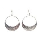 Crescent Moon Hoop Earrings in Sterling Silver | Moon Phase Earrings