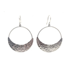 Crescent Moon Hoop Earrings in Sterling Silver | Moon Phase Earrings