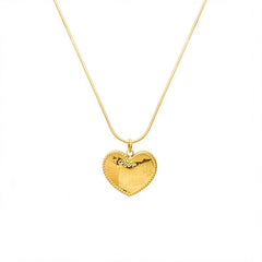Simple Gold Plating Love Heart Pendant Stainless Steel Heart Necklace for Women