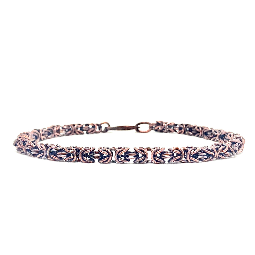 Delicate Byzantine Chainmaille Bracelet in Oxidized Copper