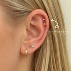 14K Solid Gold 2mm Opal Threadless Labret Flat Back Earring