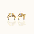 Croissant Dainty CZ Dome Stud Earrings