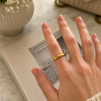 Geometric Cutting Beveled Triangle Polished Titanium PVD Gold Band Ring