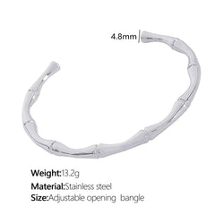 JEWELRY XL72-SZ58 Wholesale Thin Bamboo Open Collar Bangles Fashion Necklace Stainless Steel Plated 18K Gold