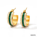 New Ins Designs Minimalist C Shape 18K Gold Plated Zircon Stainless Steel Stud Earrings for Women Jewelry