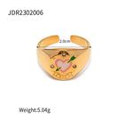 Spring Collections 18K Gold Plated Flower Tree Animal Pattern Rings Set Jewelry Fashion Colorful Oil Drop Ring