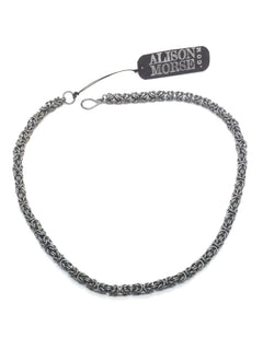 Byzantine Chainmaille Necklace in Oxidized Sterling Silver