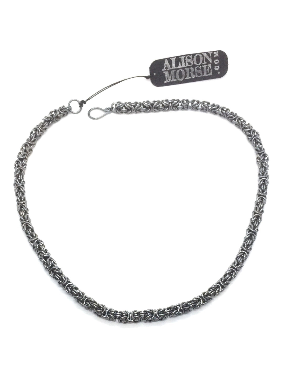 Byzantine Chainmaille Necklace in Oxidized Sterling Silver