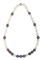 20" Graduated Black and White Freshwater Pearl Necklace 3mm-11mm