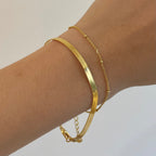 Gold Flat Herringbone Snake Chain Bracelet
