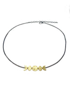 Moon Phase Necklace in Oxidized Sterling Silver and Brass